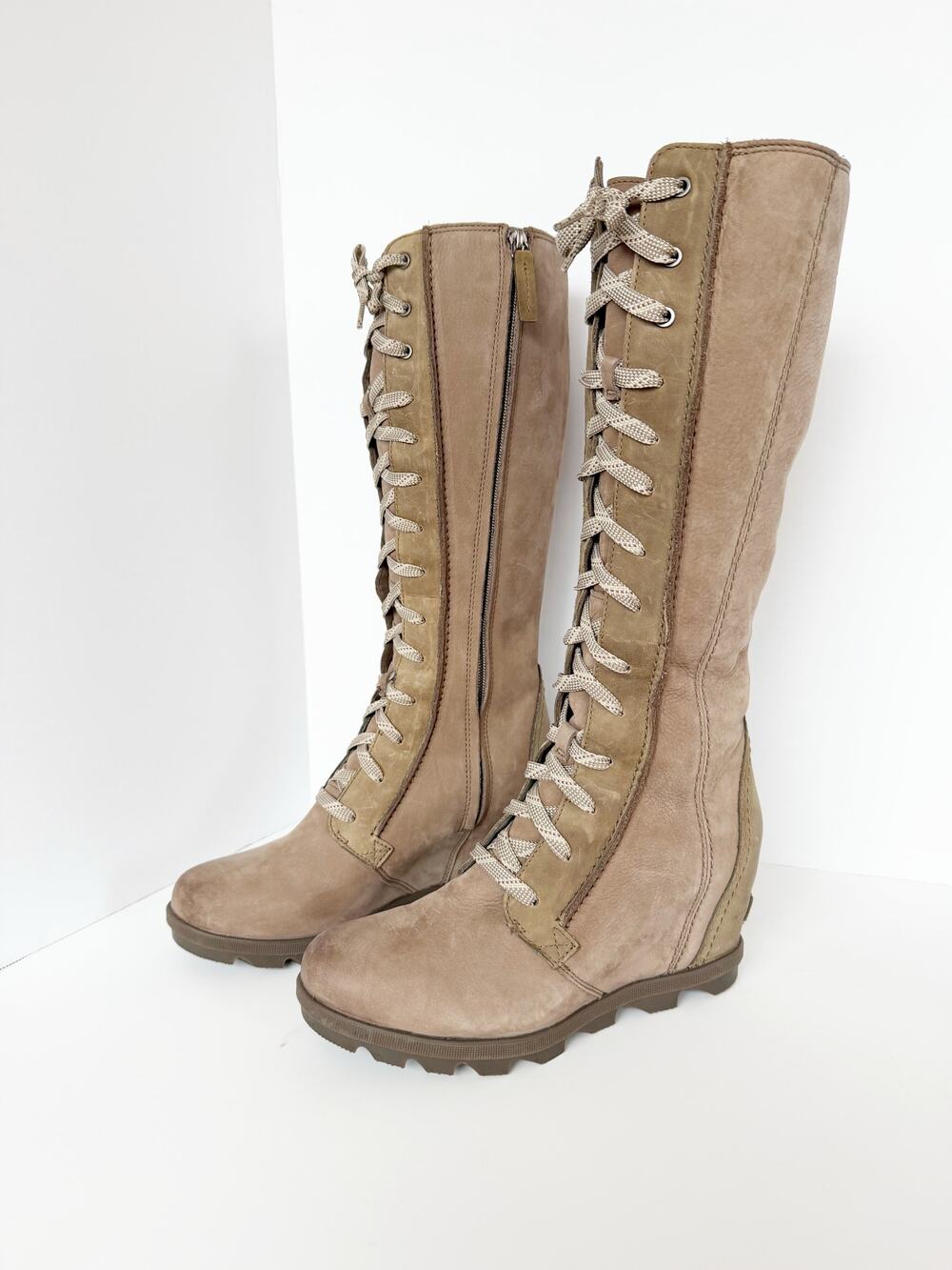 Sorel Joan of Arctic Wedge II Tall Boots Beige Brown Sz 10